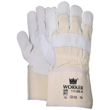 Worker 1.11.220.10 Gant Nerf en cuir avec capuchon en toile écru de 10 cm