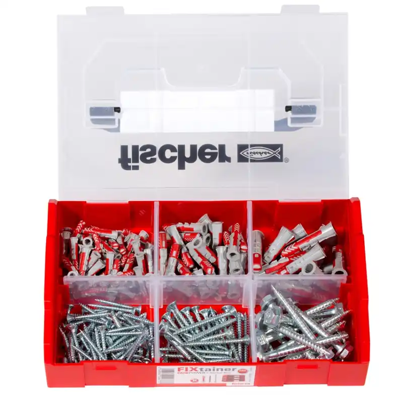 Fischer 536162 FIXtainer - DUOPOWER boîte d‘assortiment chevilles + vis 105 pièces