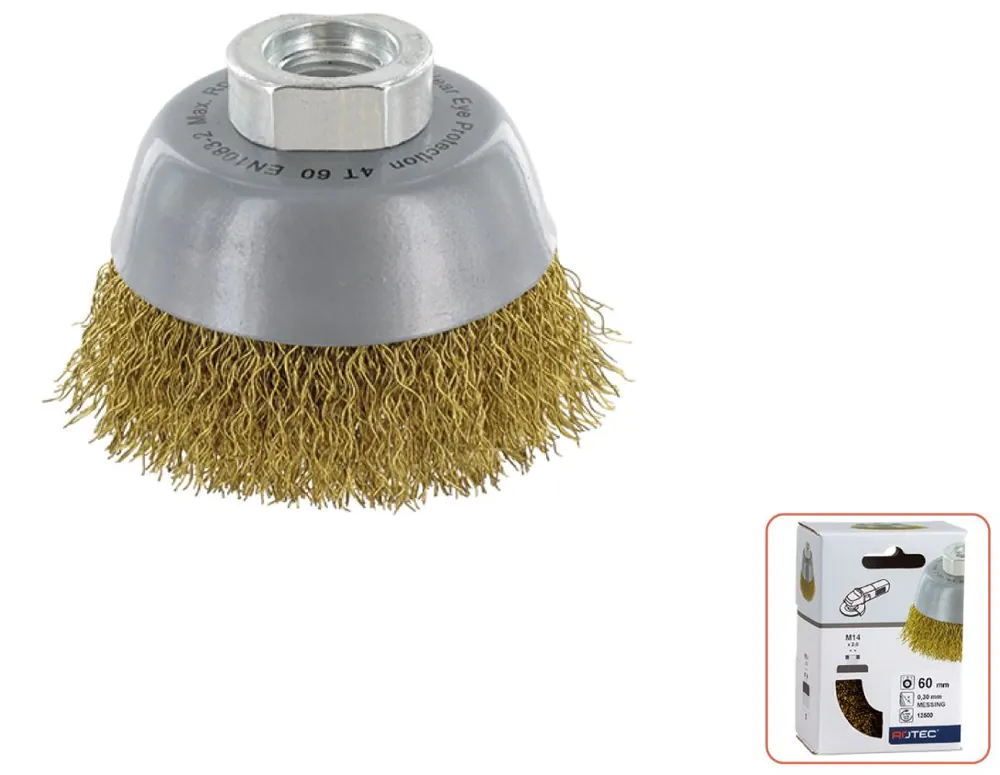 Rotec 798.0110 Brosse à godet M14 60 x 0,3 mm fil de laiton ondulé