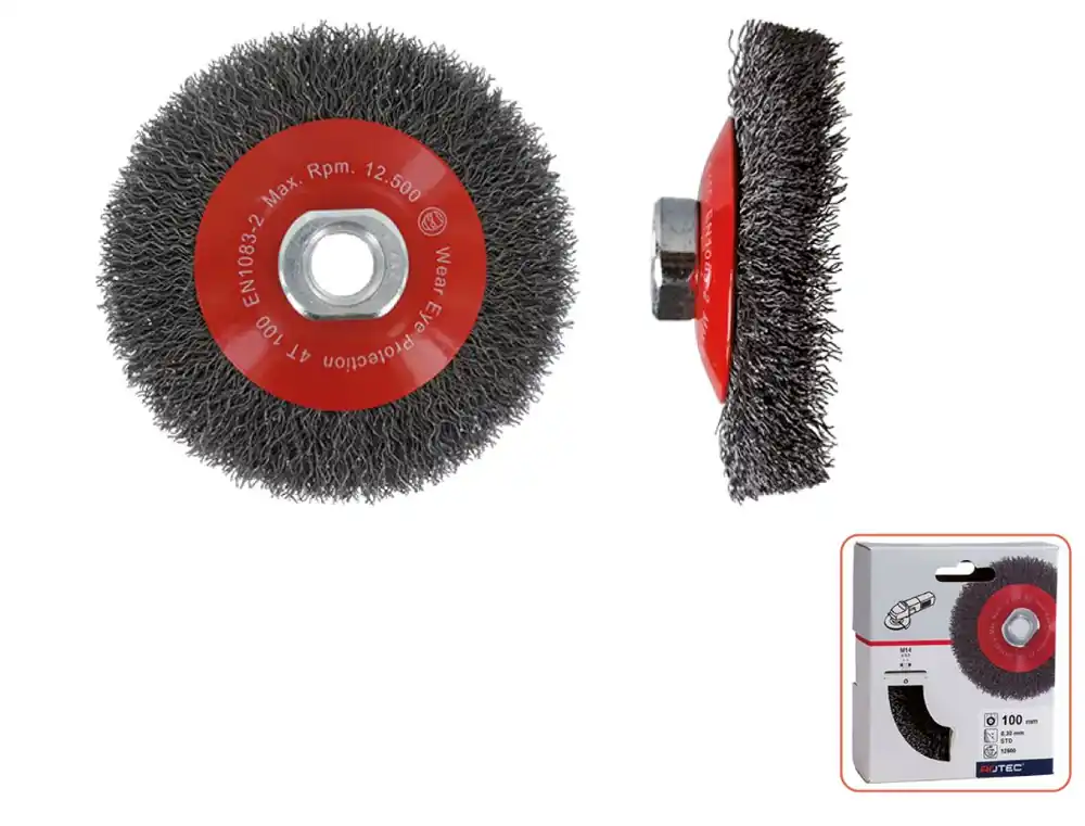 Rotec 798.0130 Brosse conique M14 100 x 0,30 mm fil d‘acier ondulé