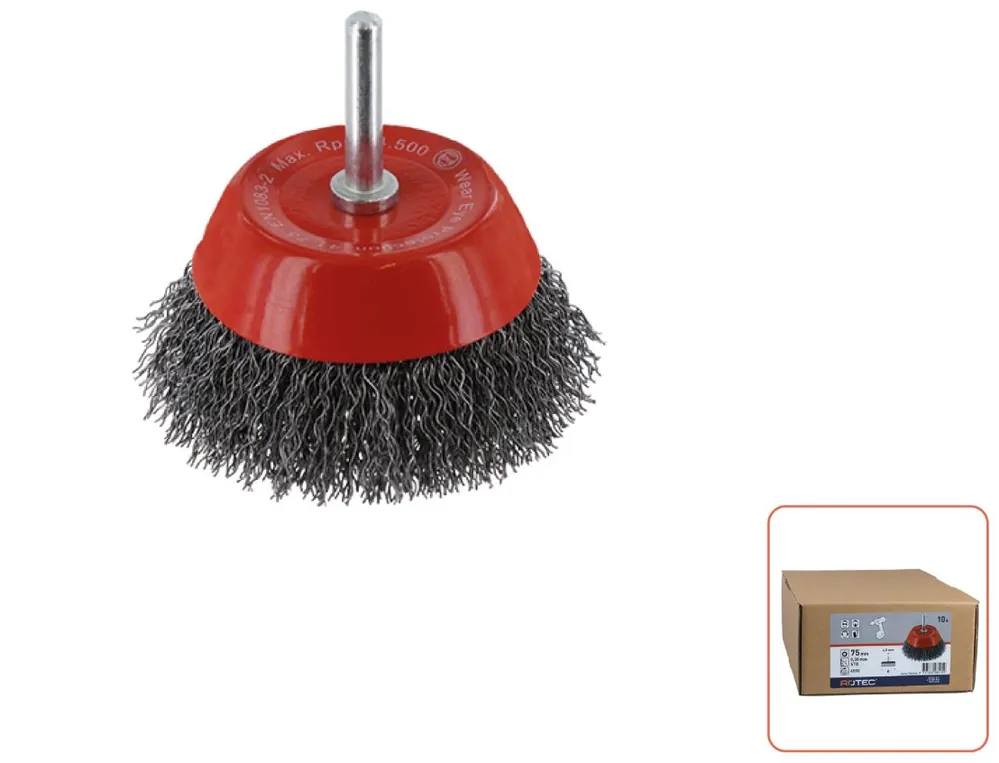 Rotec 798.0370 Brosse à godets sch. 6mm 75 x 0.30 mm fil d‘acier ondulé
