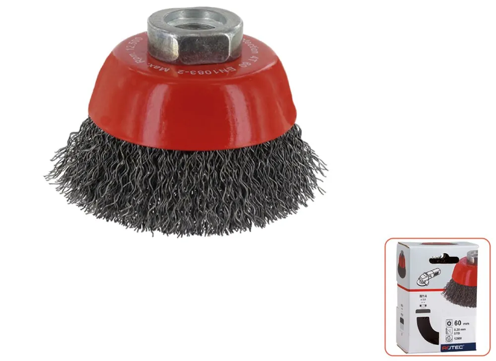 Rotec 798.0115 Brosse à godet M14 75 x 0,30 mm fil d‘acier ondulé