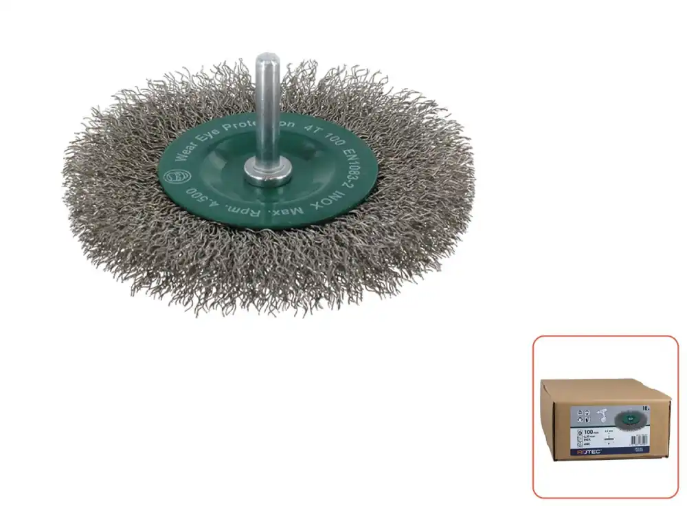 Rotec 798.0350 Brosse à broches sch.6mm 100 x 0.30 mm x 12 mm fil ondulé en acier inoxydable