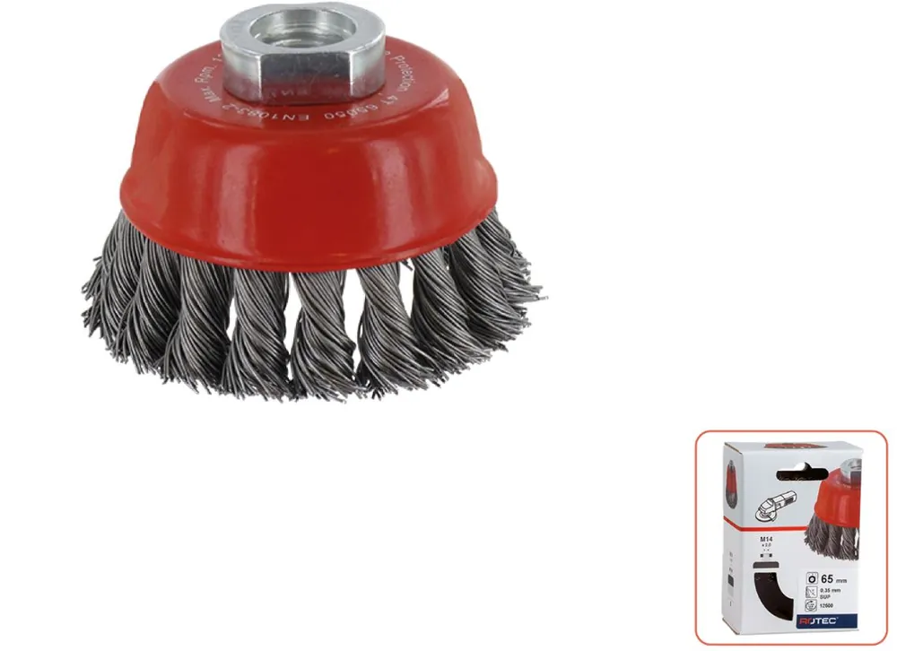 Rotec 798.0005 Brosse à godet M14 65x0.50 mm fil d‘acier torsadé