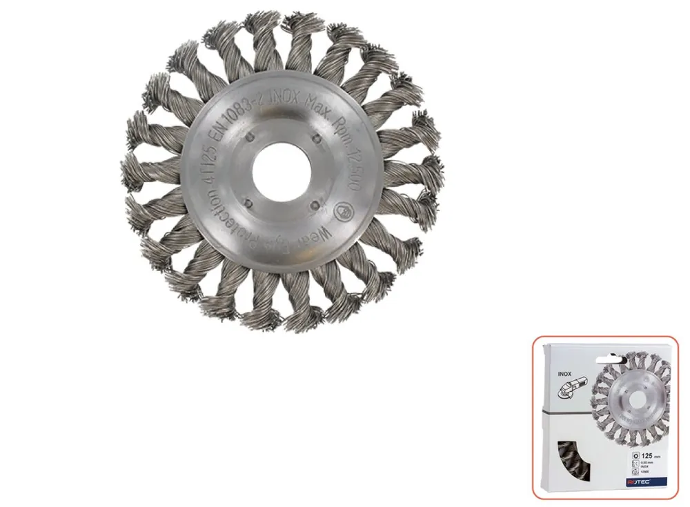 Rotec 798.0210 Brosse ronde 22,2 115 x 0,5 mm fil d‘acier inoxydable torsadé