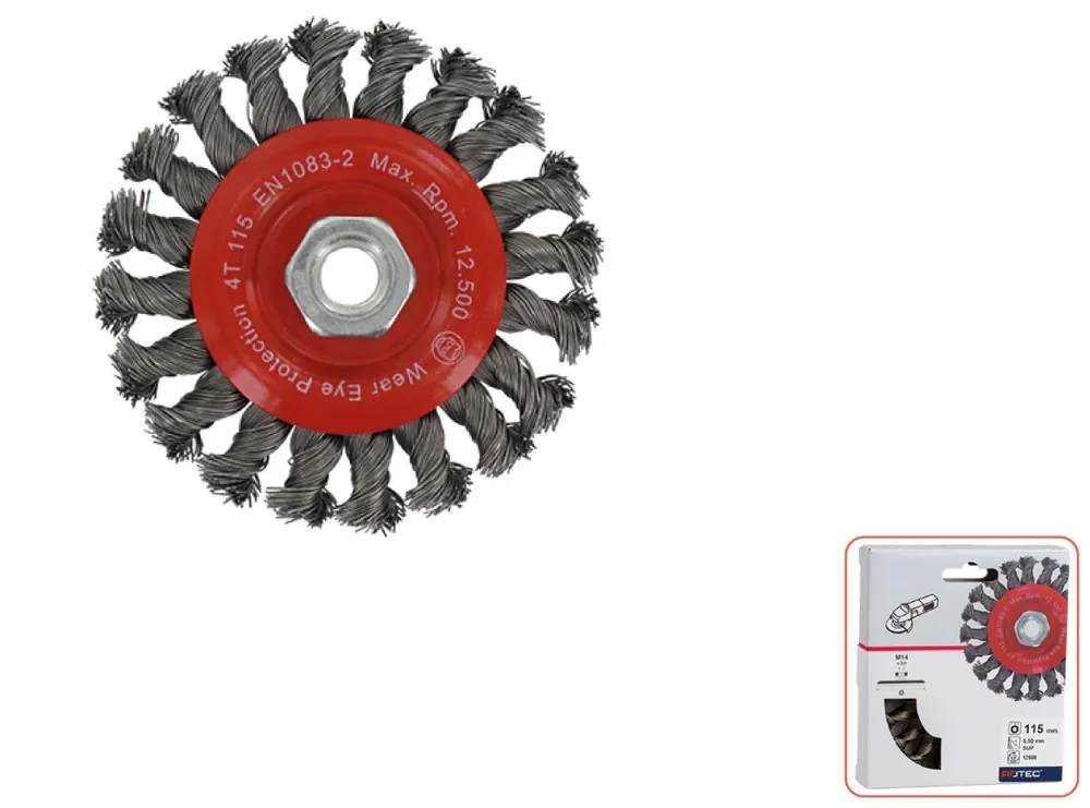 Rotec 798.0200 Brosse ronde M14 115 x 0,50 mm fil d‘acier torsadé