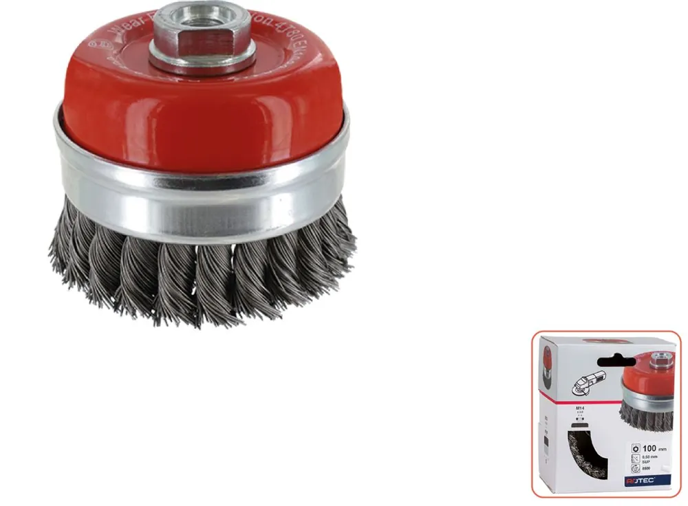 Rotec 798.0030 Capuchon de brosse cylindrique M14 100 x 0,50 mm fil d‘acier torsadé