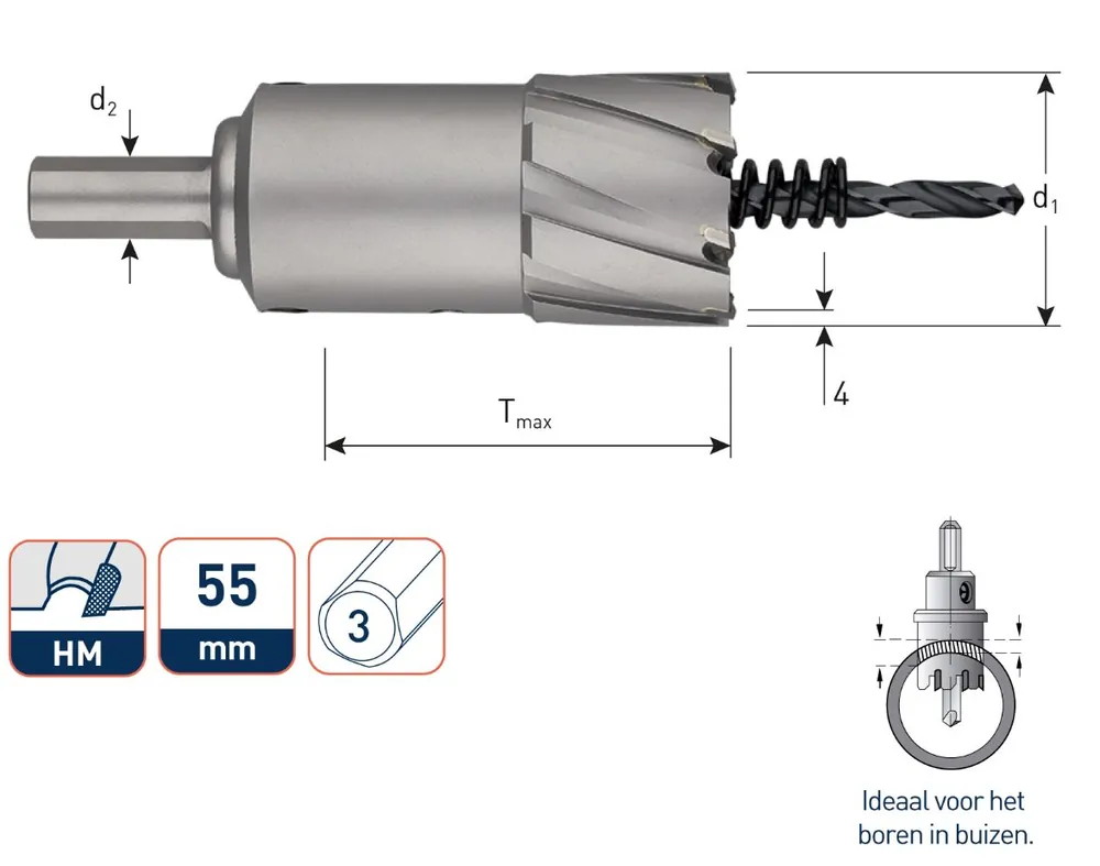 Rotec 535.0601 Coupe-trou 60 mm tige 13 mm