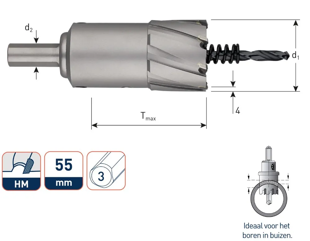 Rotec 535.0951 Fraise à trou 95 mm tige 13 mm