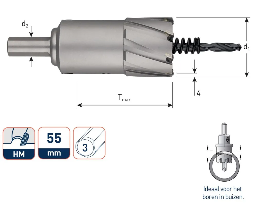 Rotec 535.0901 Coupe-trou 90 mm tige 13 mm