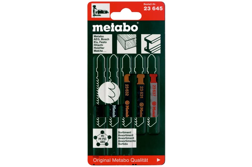 Metabo Accessoires 623645000 Assortiment de lames de scie sauteuse 2, H+M+art, 5 pièces