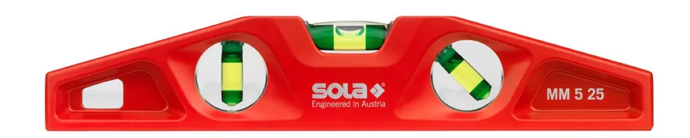 Sola 01331401 MM525 Niveau à bulle en aluminium 25cm coulé avec plan en V (3 fioles)