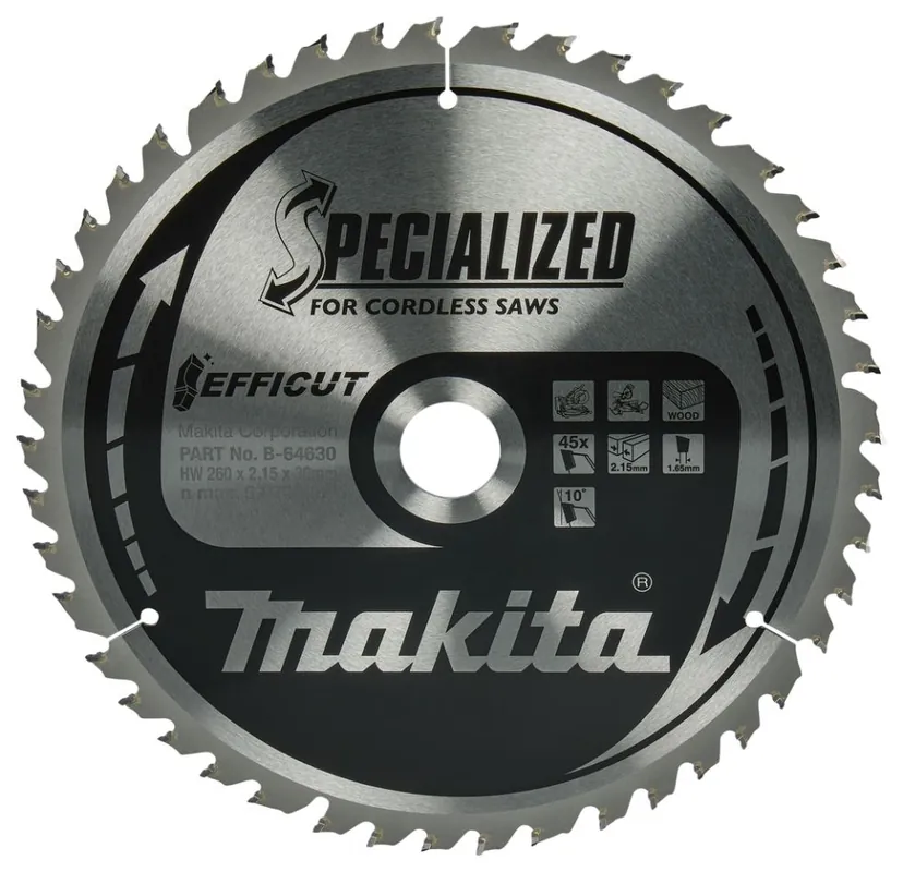 Makita Accessoires B-64630 Lame de scie HM Specialized 260 x 30 x 45T