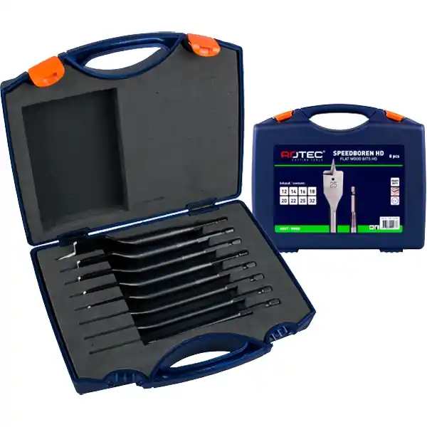 Rotec 900.1021K Jeu de forets rapides pour usage intensif 8 pièces dans une mallette
