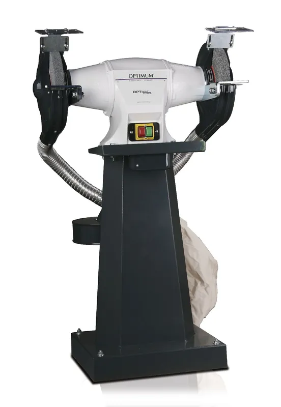 Optimum 713091045 GZ25DD meuleuse d‘établi avec aspiration 250 mm 400 Volt