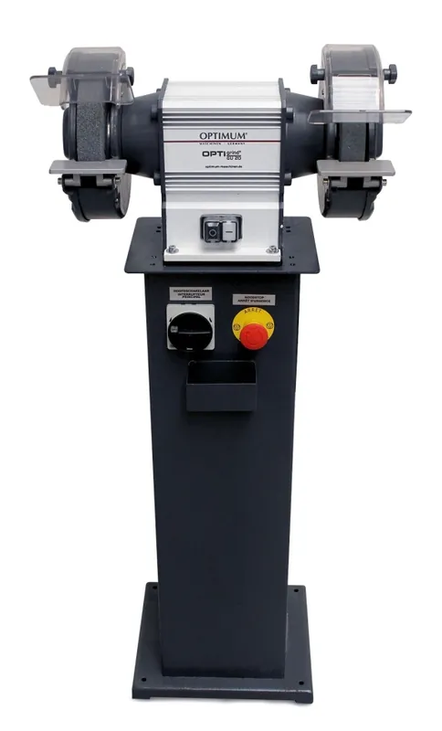Optimum 790025003 Optigrind GU20NS Meuleuse d‘établi avec arrêt d‘urgence sur la base 200 mm 400 Volt