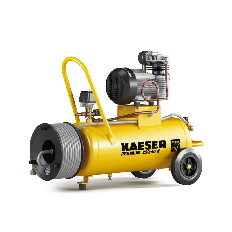 Kaeser 1.1805.10010 Compresseur à piston Premium 250/40W 230 Volt + Enrouleur avec 20 mtr. de tuyau à air comprimé