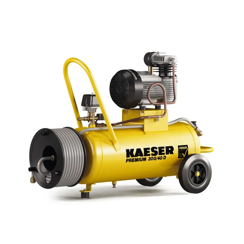Kaeser 1.1810.00010 Premium 300/40D Compresseur à piston 400 Volt + Enrouleur avec 20 mtr. de tuyau d‘air comprimé