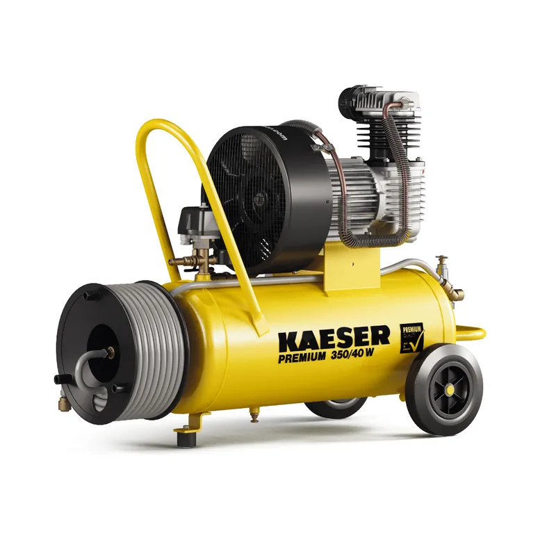 Kaeser 1.1813.00011 Compresseur à piston Premium 350/40W 230 Volt + Enrouleur avec 20 mtr. de tuyau d‘air comprimé