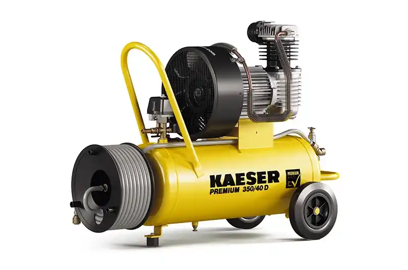Kaeser 1.1814.00010 Premium 350/40D Compresseur à piston 400 Volt + Enrouleur avec 20 mtr. de tuyau à air comprimé