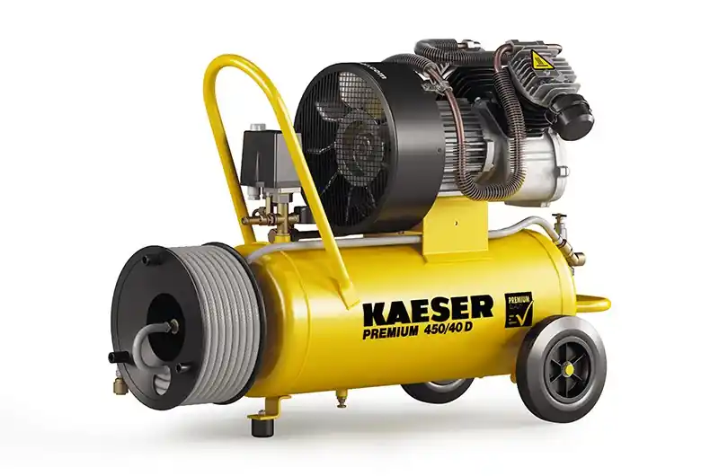 Kaeser 1.1818.00010 Premium 450/40D Compresseur à piston 400 Volt + Enrouleur avec 20 mtr. de tuyau à air comprimé