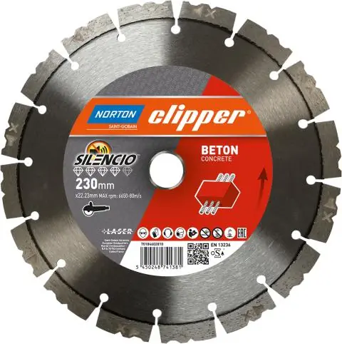 Norton Clipper 70184603274 Pro Beton Silencio Lame diamantée 350 x 25,4 mm