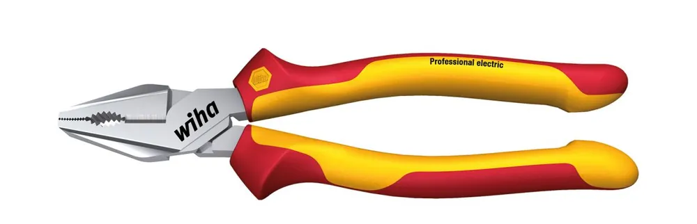 Wiha 26717 Pince combinée professionnelle électrique avec DynamicJoint® et OptiGrip avec tranchant extra long 225 mm