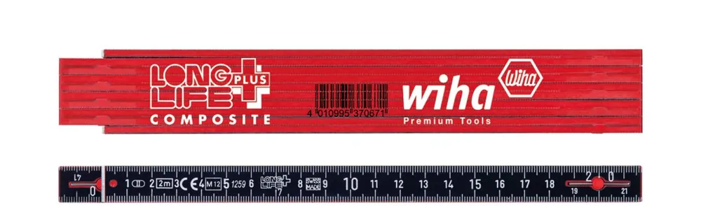Wiha 37067 Règle pliante LongLife® Plus Composite 2 m métrique, 10 pièces () rouge/noir