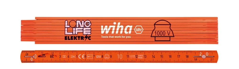 Wiha 42068 Pinceau d‘électricien Longlife 2 m métrique, 10 pièces orange