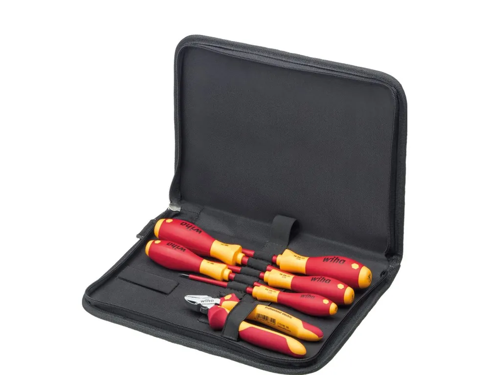 Wiha 33969 Jeu d‘outils d‘électricien tournevis, coupeur latéral 6 pièces dans une mallette ()