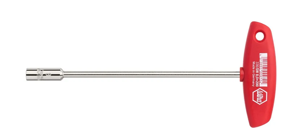 Wiha 00973 Clé à douille avec prise en croix hexagonale, nickelée brillante () 8 x 350 mm