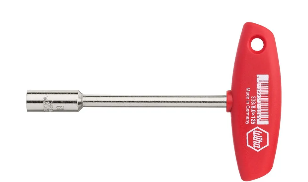 Wiha 01005 Clé à douille avec poignée croisée Carré nickelé brillant () 6 mm x 125 mm