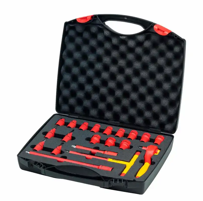 Wiha 43023 Jeu de clés à cliquet isolées 3/8" métriques 4-22 mm 20 pièces en coffret