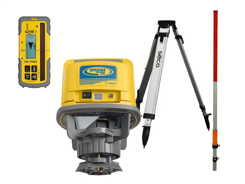 Spectra Physics 601420 LL500 laser de chantier (rechargeable) + récepteur HL700 + trépied + flexilat