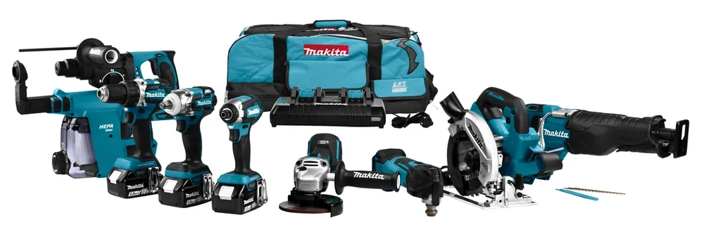 Makita DLX8026TW1 Kit combiné DDF484 DHR242 DTD153 DTW285 DGA504 DJR187 DHS660 DTM51 18 V 5,0 Ah
