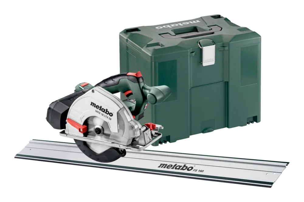 Metabo 691114000 MKS 18 LTX 58 FS SET scie circulaire sans fil pour métal 18V excl. batteries et chargeur en métaloc + rail de guidage FS 160