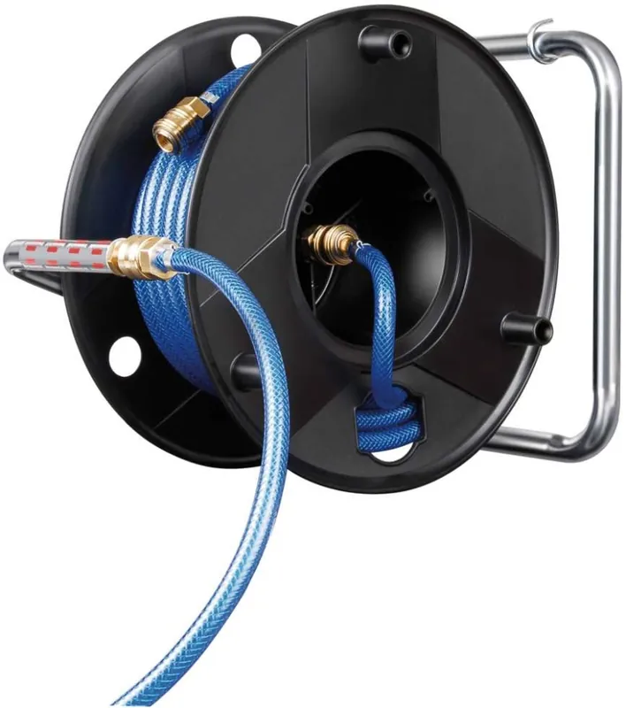 Brennenstuhl 1127010 Enrouleur de tuyau d‘air comprimé Profi 20m de tuyau Ø 6/12mm Fixation DIN