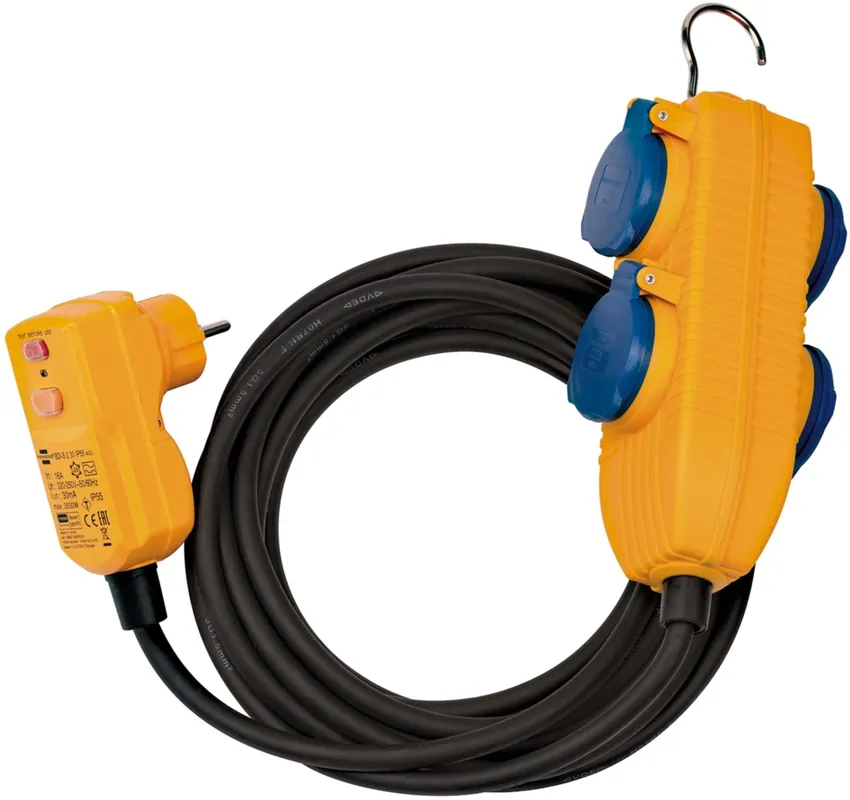 Brennenstuhl 1168720010 Câble adaptateur FI IP54 avec bloc de prises 5m noir H07RN-F 3G1,5