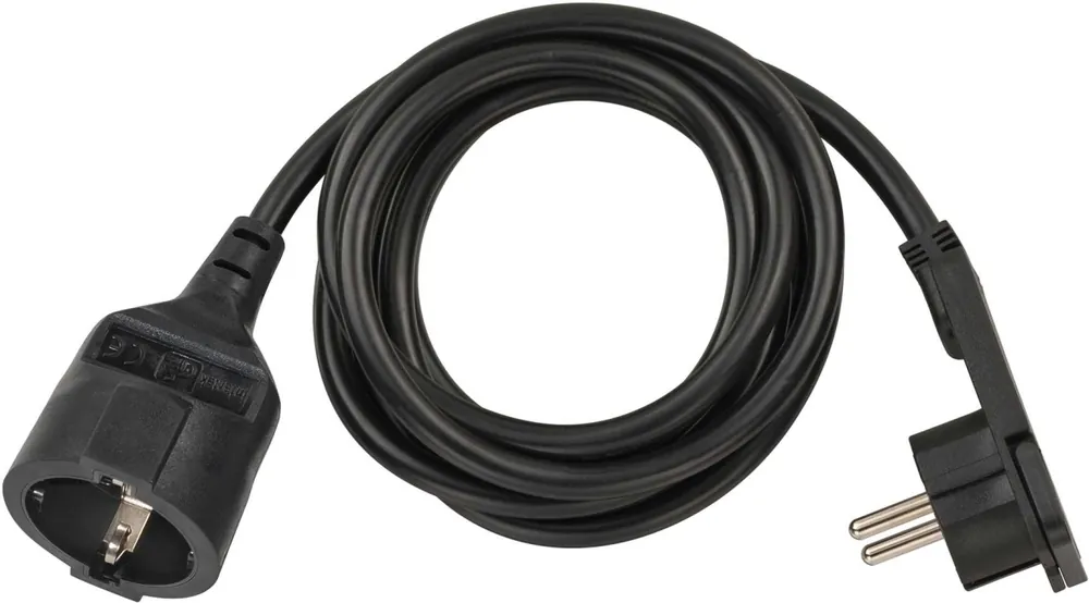 Brennenstuhl 1168980020 Rallonge en plastique de qualité avec fiche plate 2m H05VV-F3G1.5 noir