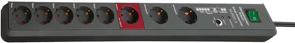 Brennenstuhl 1159490936 Parafoudre Secure-Tec 19,500 A 8-gang anthracite 3m H05VV-F 3G1.5 Maître-Esclave