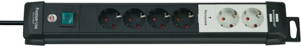 Brennenstuhl 1951160600 Premium-Line Technology prise multiple 6 voies noir 3m H05VV-F 3G1.5 2 permanentes, 4 commutables