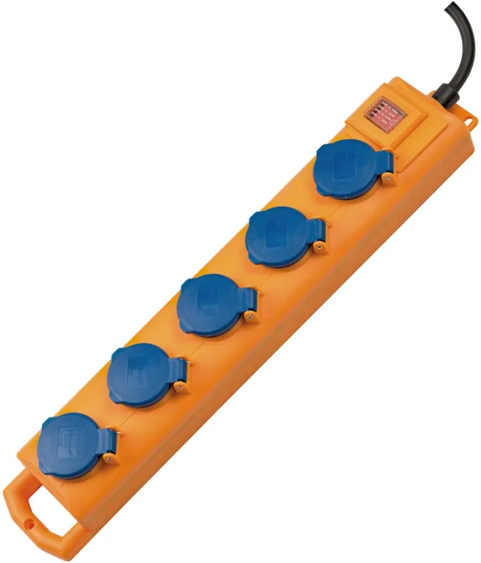 Brennenstuhl 1159900205 Super-Solid SL 554 DE IP54 Prise de table 5 voies jaune/bleu 2m H07RN-F3G1,5 avec interrupteur