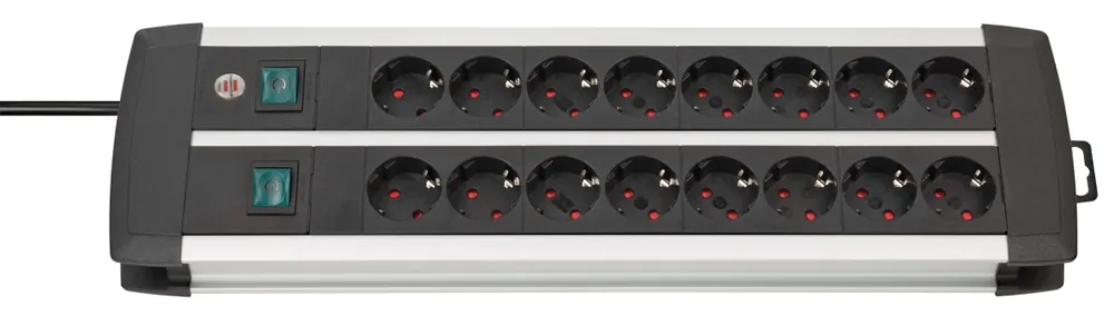 Brennenstuhl 1391000916 Premium-Alu-Line Technology prise multiple 16 voies Duo noir 3m H05VV-F 3G1,5 les prises sont commutables par 8
