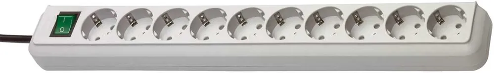 Brennenstuhl 1159350010 Prise multiple Eco-Line avec interrupteur 10 voies gris clair 3m H05VV-F 3G1,5