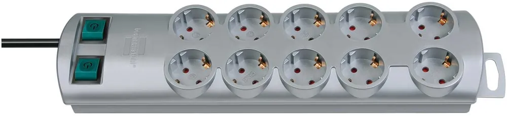 Brennenstuhl 1153390120 Primera-Line prise multiple 10 voies argent 2m H05VV-F 3G1,5 les prises sont commutables par 5