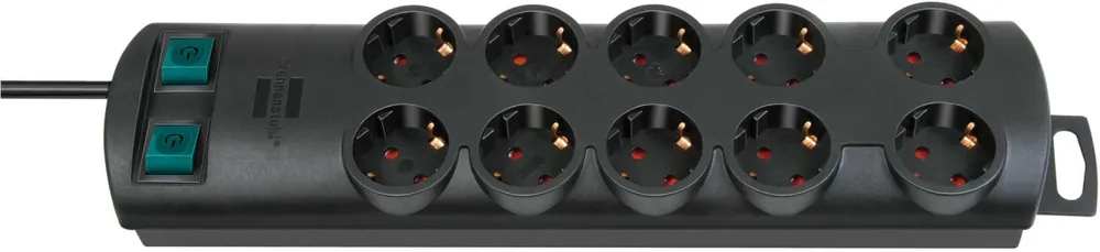 Brennenstuhl 1153300120 Primera-Line prise multiple 10 voies noir 2m H05VV-F 3G1,5 les prises sont commutables par 5