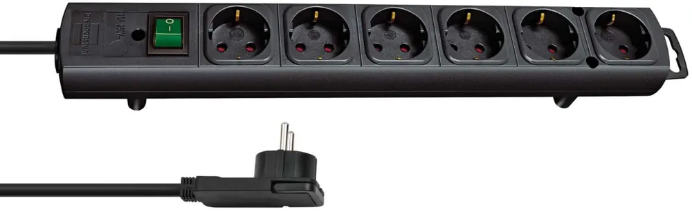 Brennenstuhl 1153300100 Prise multiple Comfort-Line Plus avec fiche plate 6 voies noir 2m H05VV-F 3G1,5