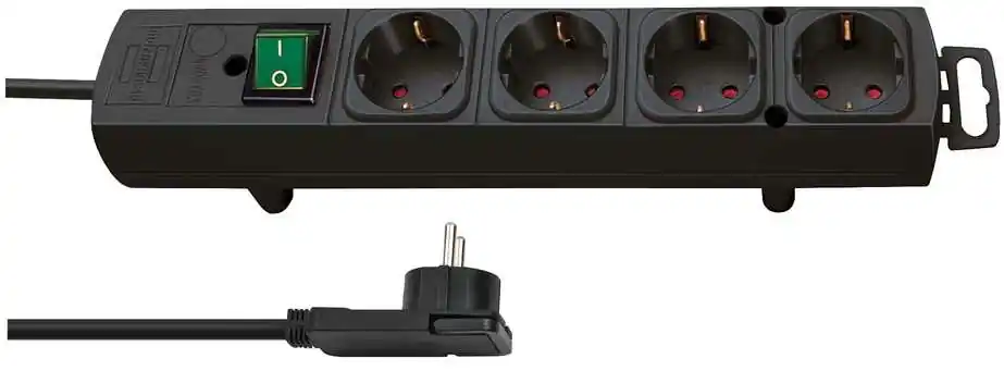 Brennenstuhl 1153100100 Prise multiple Comfort-Line Plus avec fiche plate 4 voies noir 2m H05VV-F 3G1,5