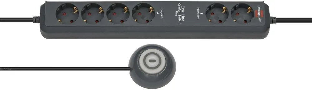 Brennenstuhl 1159560516 Prise Eco-Line Comfort Switch Plus EL CSP 24 6 voies anthracite 1,5m H05VV-F 3G1,5 2 permanentes, 4 commutables pédale externe