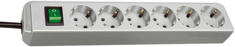 Brennenstuhl 1159550015 Eco-Line avec interrupteur 6 voies gris clair 1,5 m H05VV-F 3G1.5